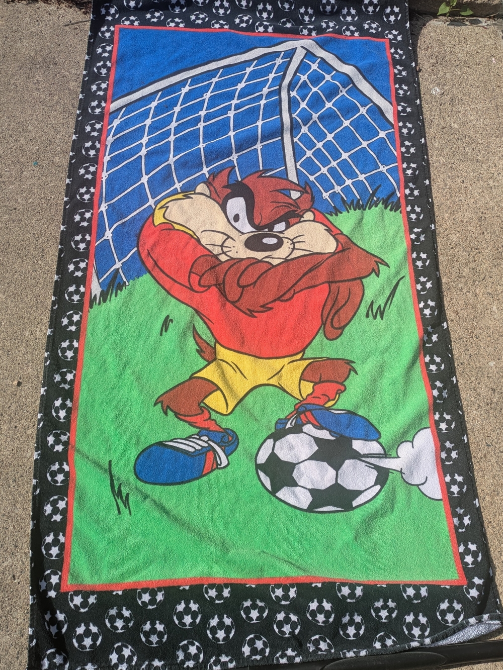 Vintage Looney Toons  Tasmanian Devil Soccer Beach Towel